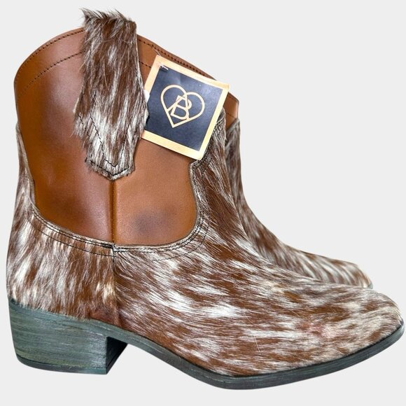 Alcala's Johnny Brown White Cow Hair Women 100% Leather Cowboy Boots Size 8.5 - Picture 3 of 12